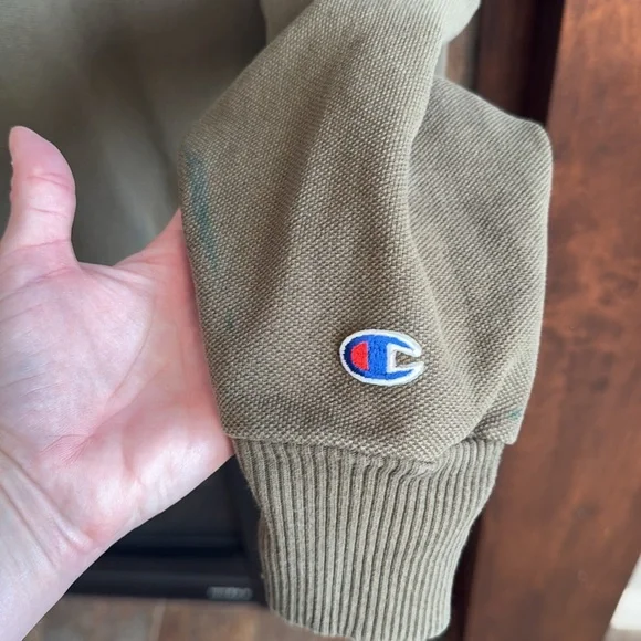 Vintage army green Champion pullover sweatshirt USA made medium *stain* - Picture 10 of 13